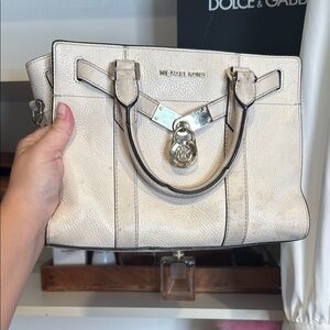 Michael Kors Cream Satchel with Silver Accents